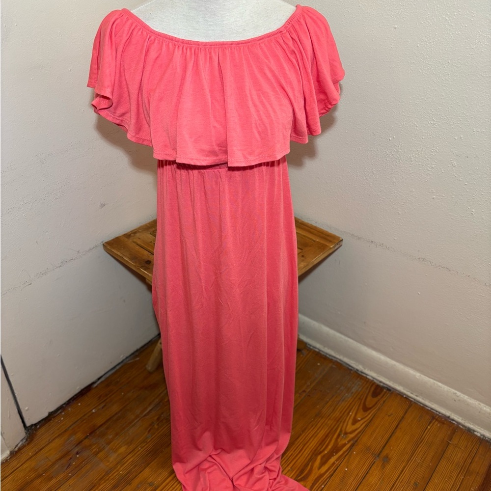 Pinkblush Ruffle Neckline Maxi Dress - Picture 2 of 8